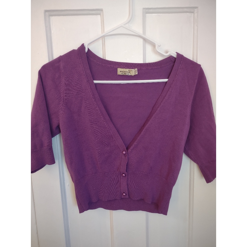 Y2K Cropped Purple Cardigan